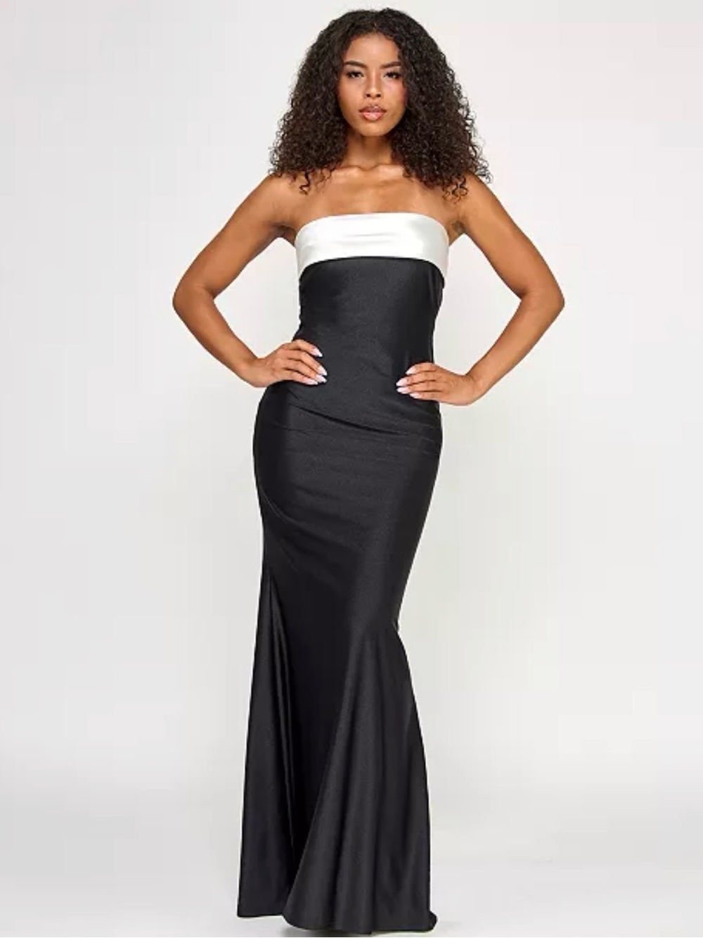 City Studios Juniors' Strapless Tube Overlay Long Slim Knit Gown Size S